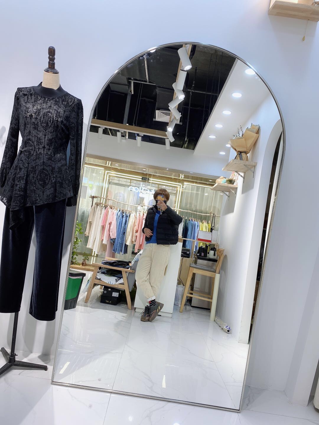 拱形镜子婚纱试衣间镜服装店大镜子家用美发店全身落地试衣镜显瘦泰