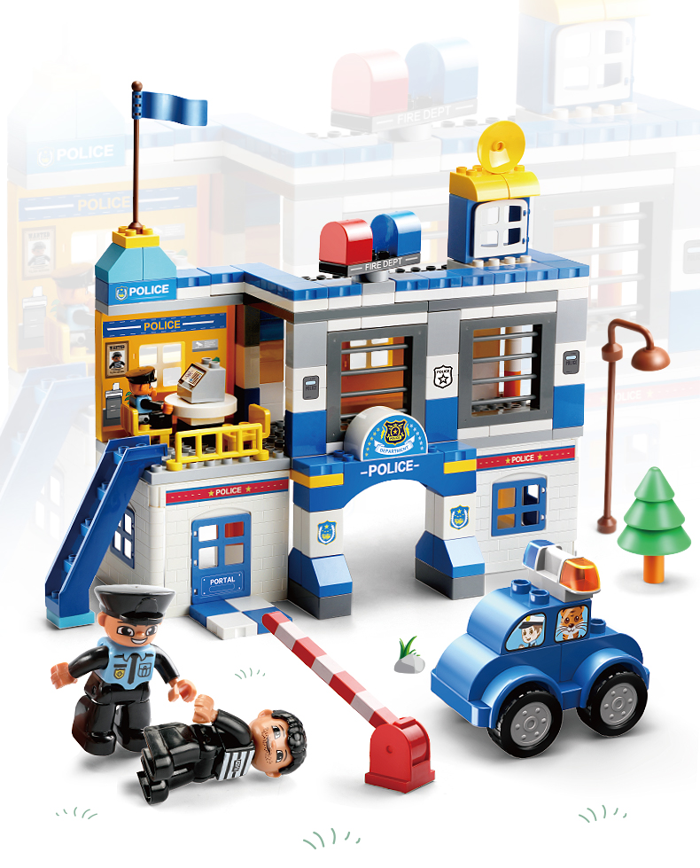 费乐积木1628a-1 费乐167颗粒警察局套装玩具积木系列儿童益智玩具