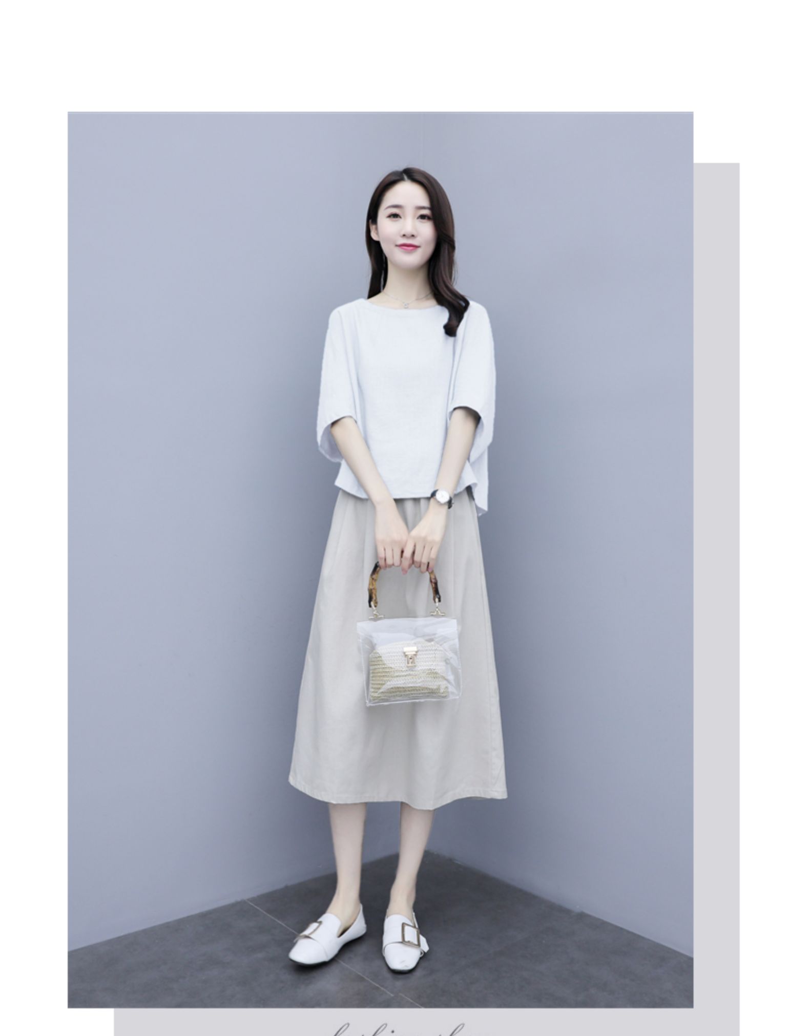 班俏banqiao棉麻连衣裙套装女2021夏装新款大码显瘦亚麻气质两件套