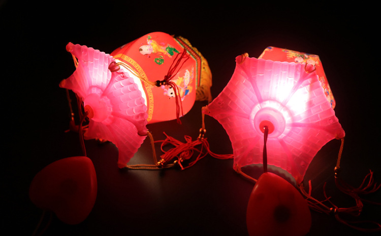 中秋节手提灯笼闪光音乐小六角灯笼儿童光玩具