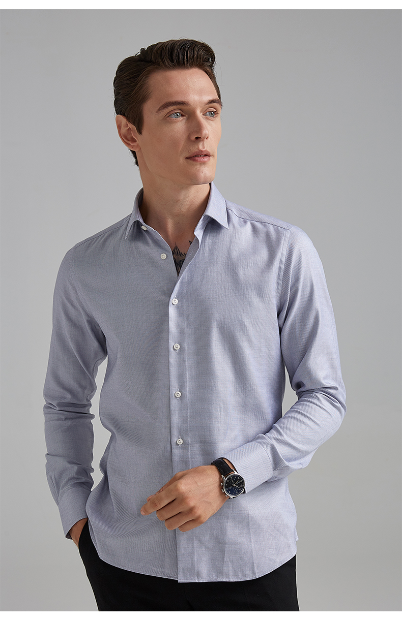 培罗蒙baromon商务长袖衬衫男秋季新品衬衣男士修身上班衬衫男波纹寸