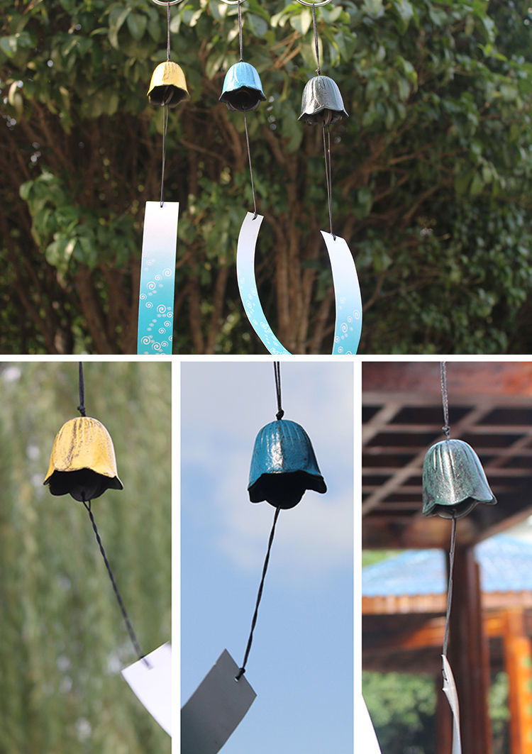 日本南部铸铁风铃富士山复古铁器铃铛和风家居祈福挂饰生日礼物绿富士