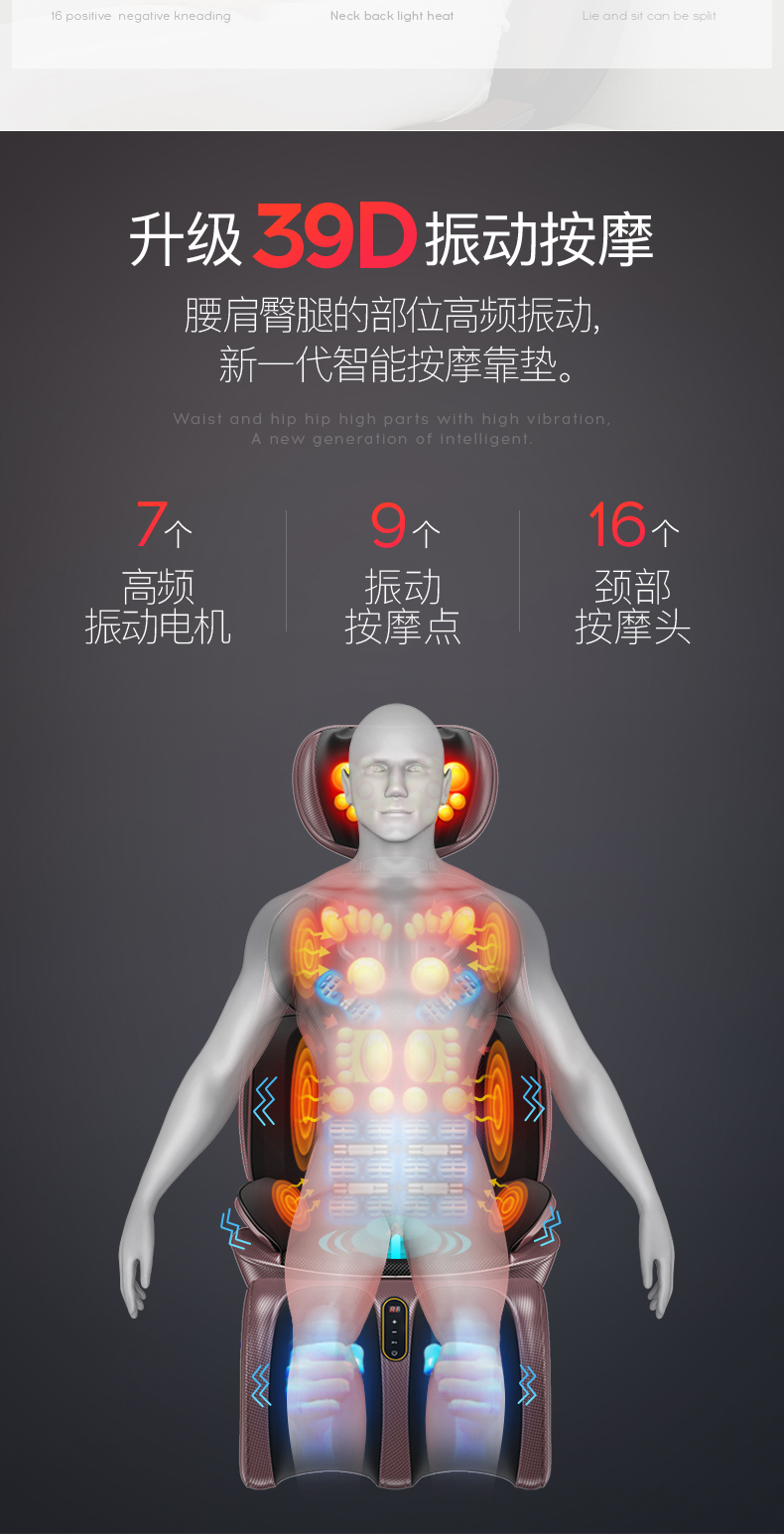 佳仕康jsk家用靠背肩颈椎按摩器仪多功能全身揉捏靠垫背部电动椅垫