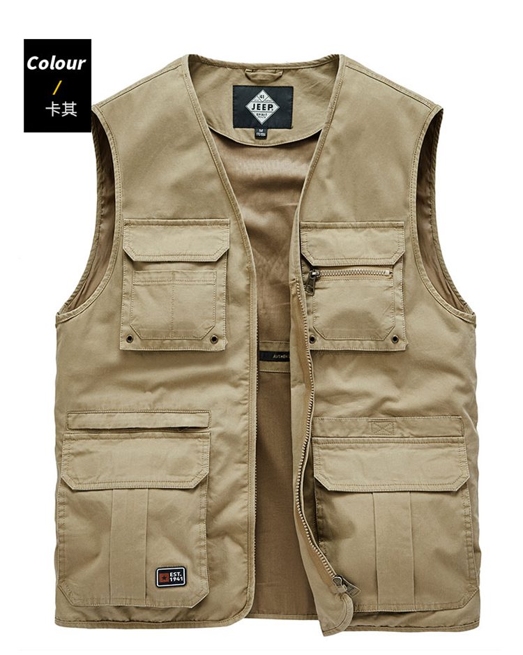 jeep吉普2020新品男士多袋马甲棉质透气大码男钓鱼背心摄影坎肩