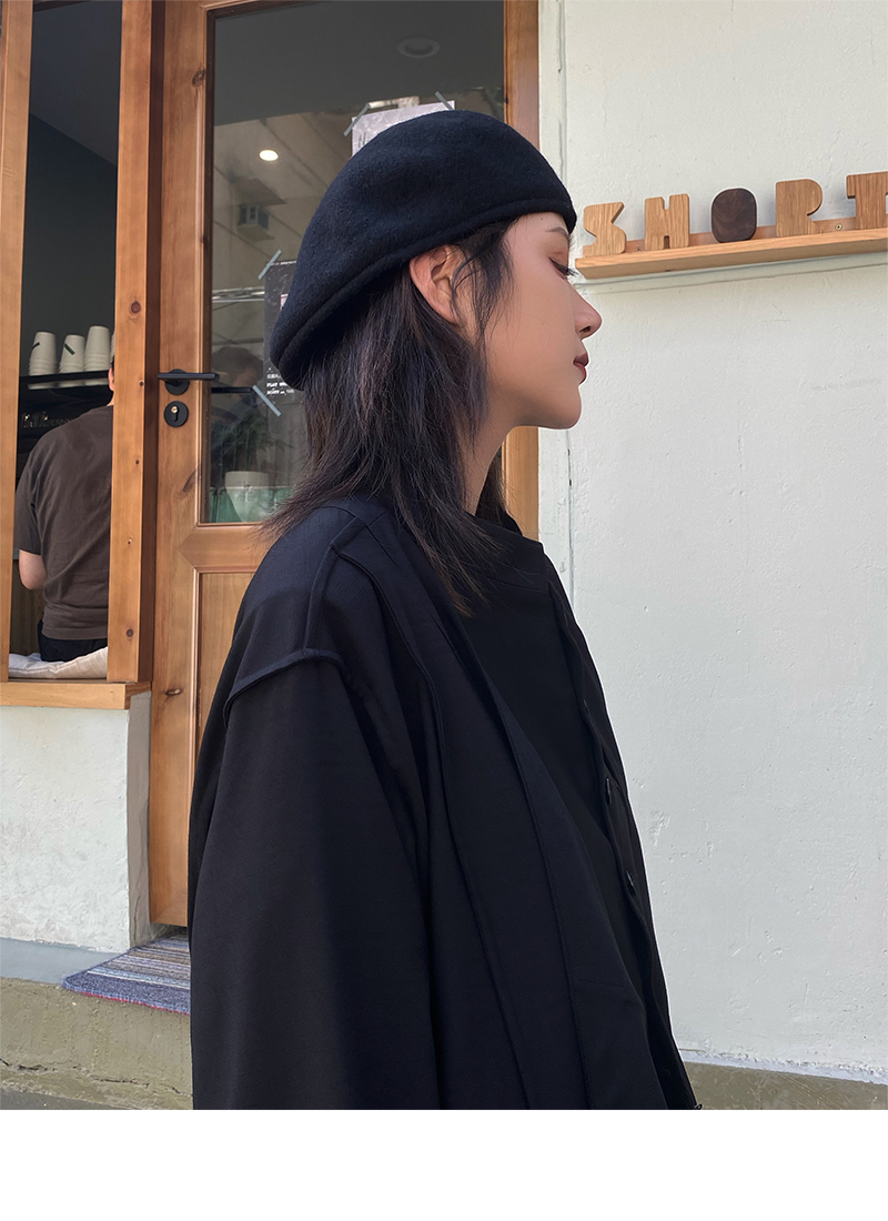 suntek铁标韩版贝雷帽女潮牌反戴前进帽男秋冬毛呢子画家帽