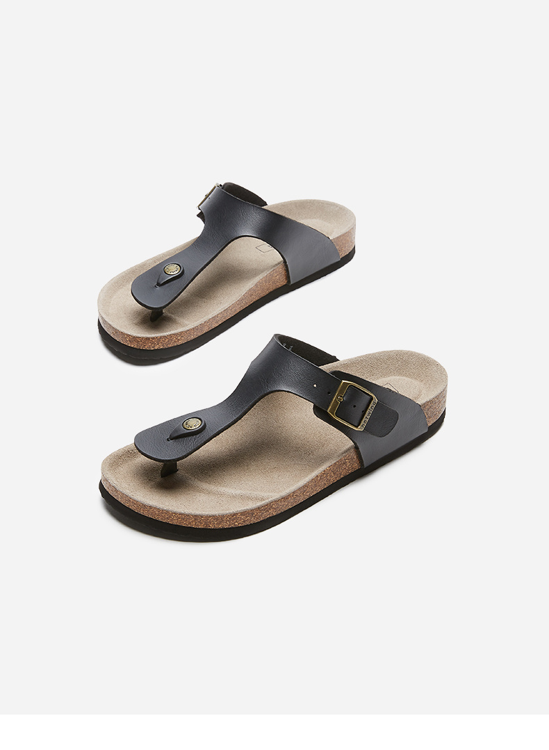 热风男鞋男士沙滩拖外穿百搭休闲软木拖鞋h60m020701黑色41