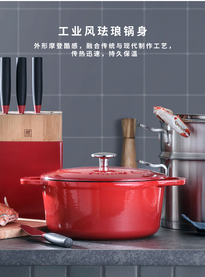 双立人zwillling珐琅铸铁锅20cm40501463家用厨房炖锅煲汤锅焖烧锅