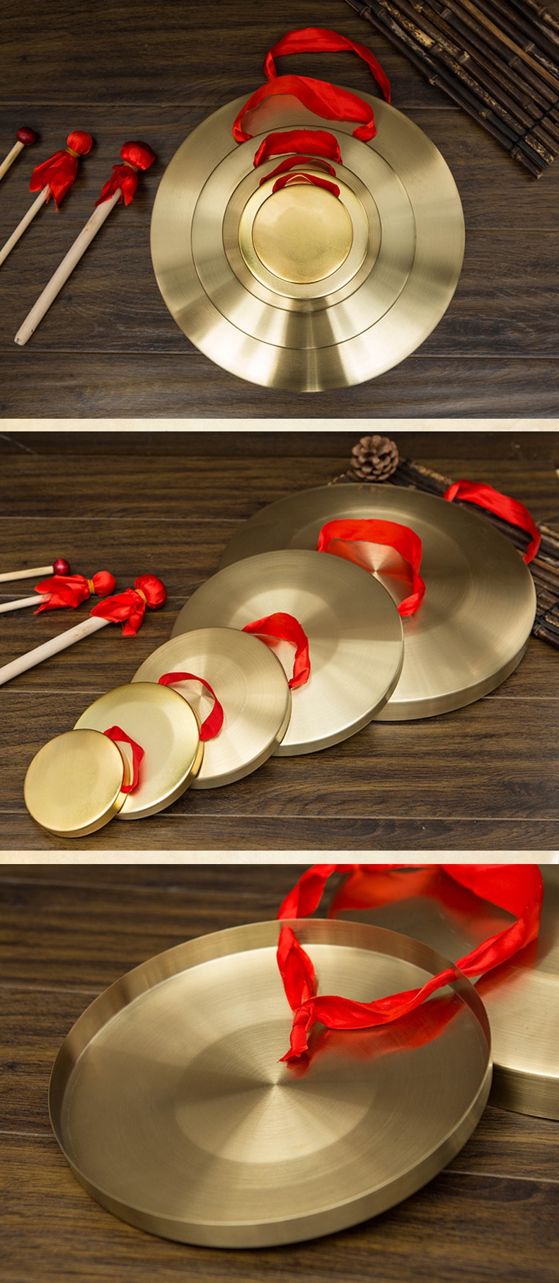 三句半套装铜锣鼓镲纯铜高音锣鼓乐器15厘米32cm42公分防汛预警锣22cm