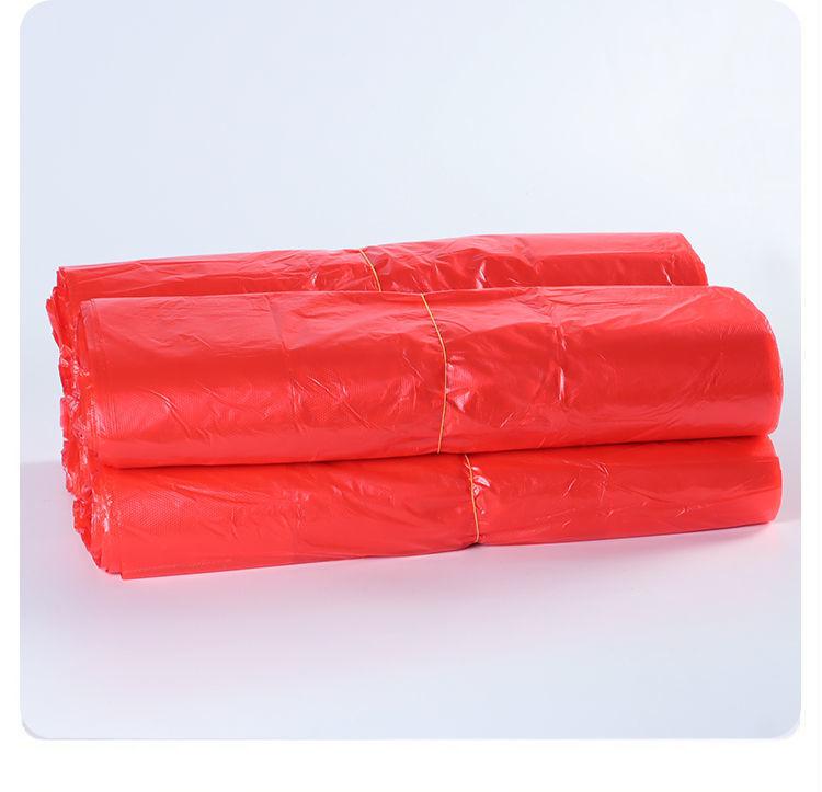 红色垃圾袋家用手提式加厚打包袋中大一次性购物方便袋塑料袋 三维