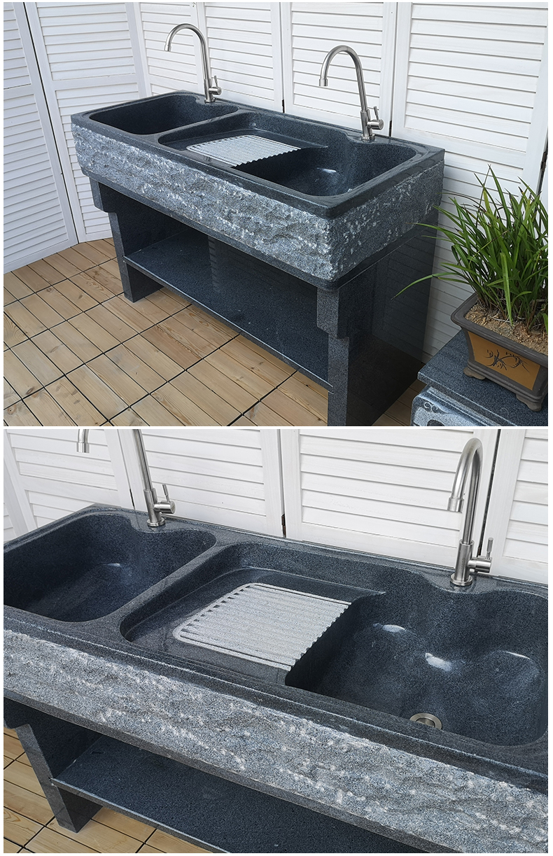 阳台石头洗衣池带搓衣板刻大理石洗衣池天然石材水池室外洗手池安心抵