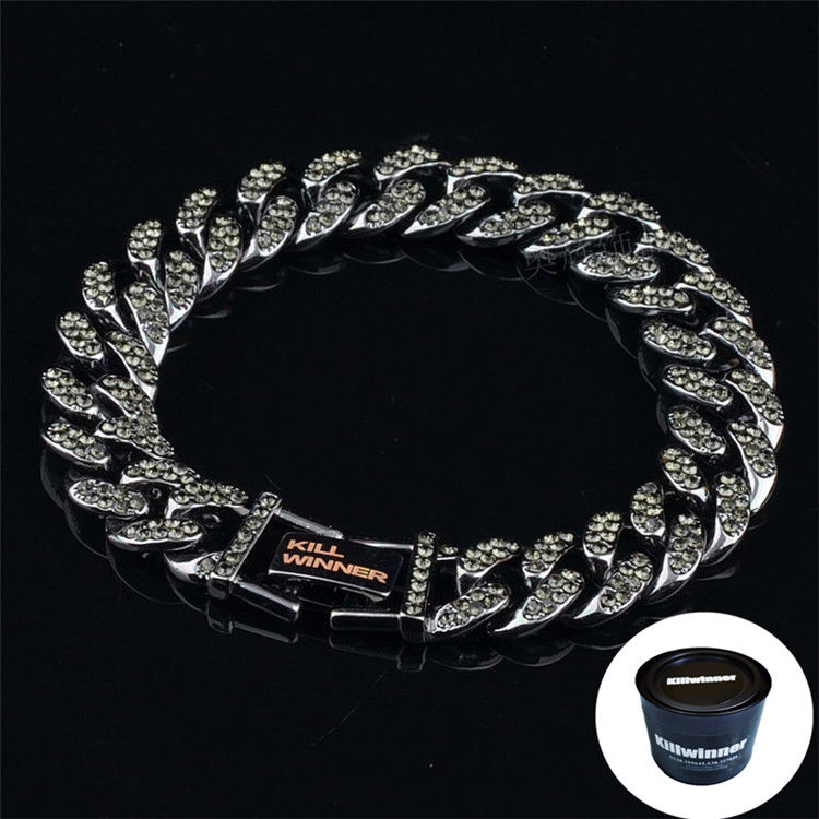 killwinner手链项链回到未来多色双排镶钻古巴手链潮牌饰品银色项链