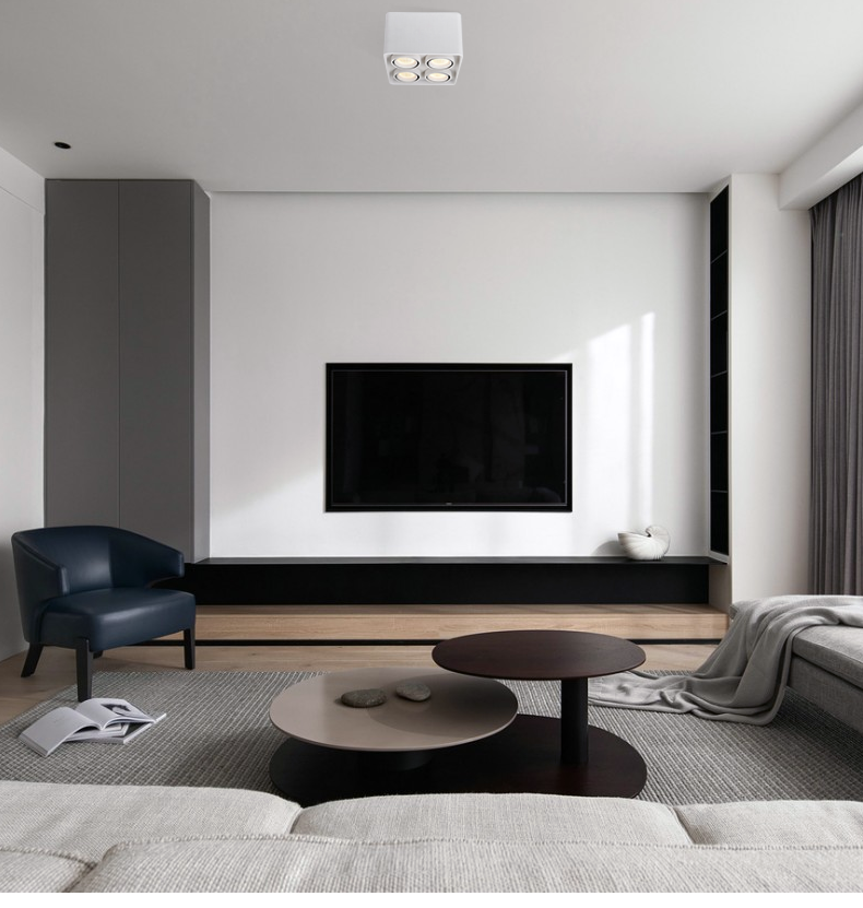 无主灯照明led明装筒灯四头射灯客厅家用方形cob盒子斗胆灯格栅灯