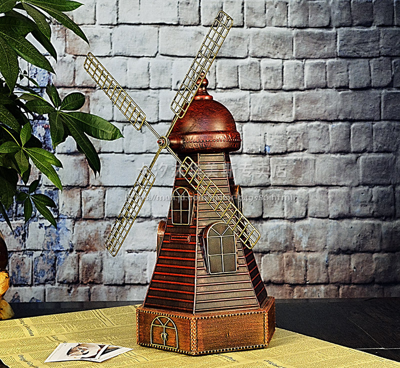 a60创意摆件英伦欧式仿古风车创意金属工艺品英伦风大风车摆件金属