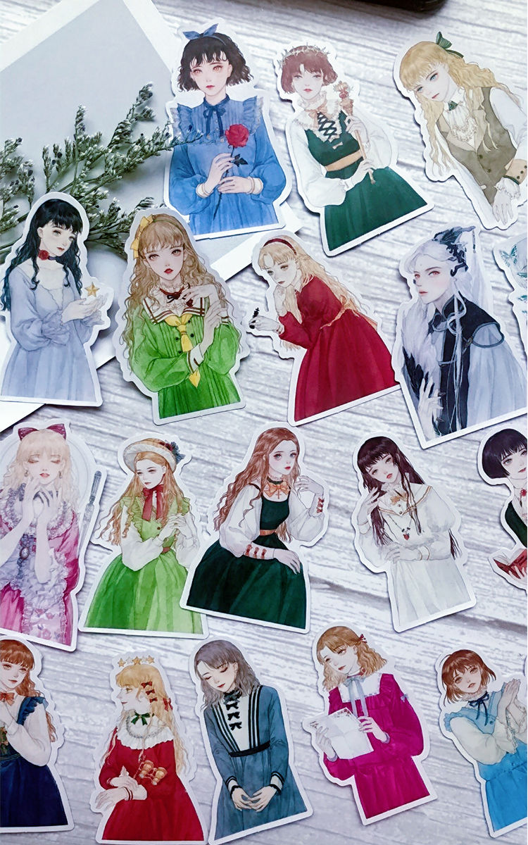 手帐贴纸手账日记贴纸卡通可爱女孩软萌女孩人物少女表情装饰贴纸