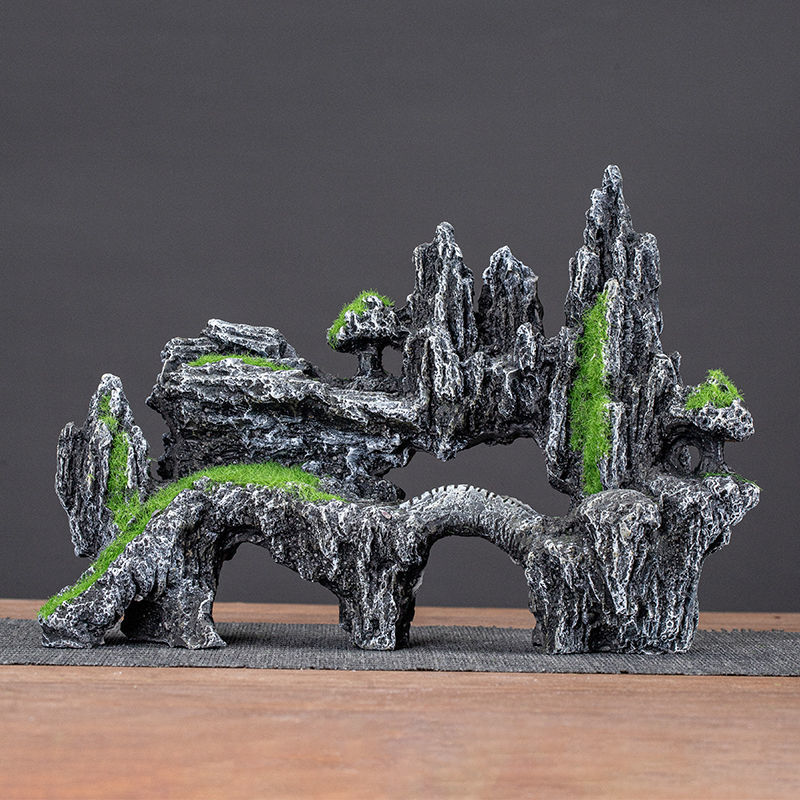 鱼缸仿真假山石微景观造景石装饰景观石水族布景小石头盆景石摆件2302