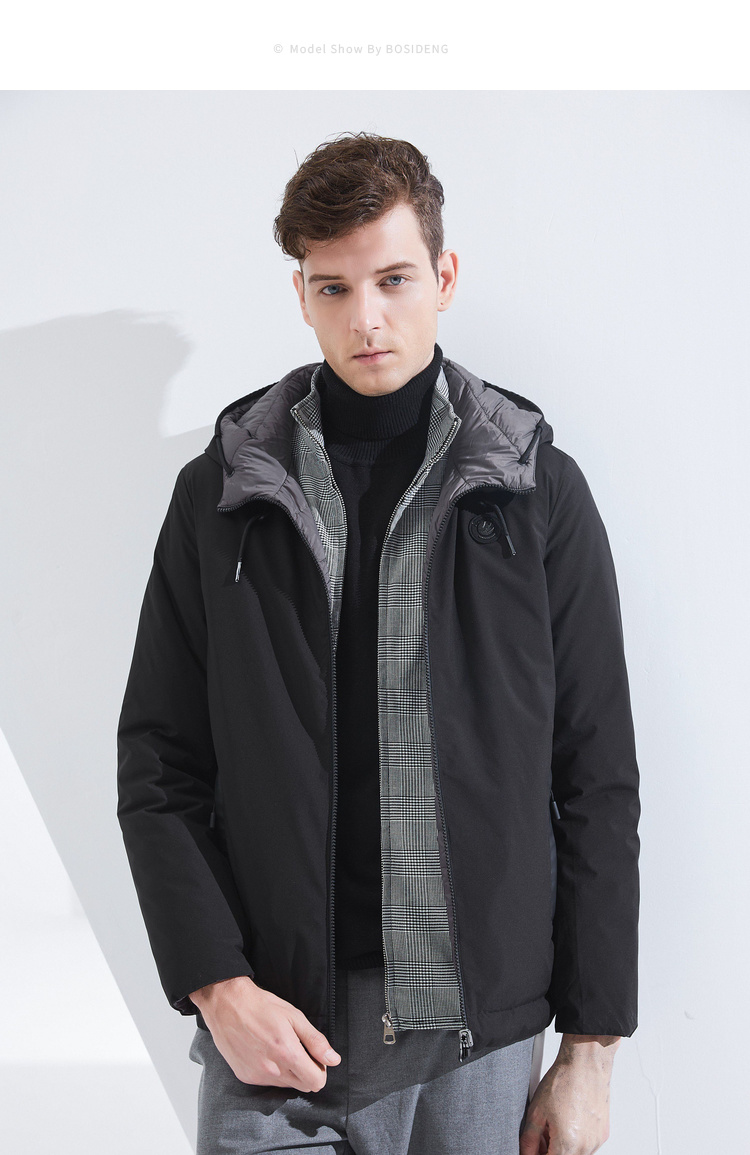 波司登轻薄羽绒服男士短款休闲双面可穿防寒连帽外套