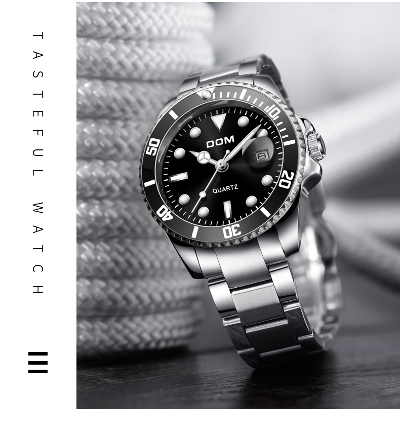 美国dom多姆品牌手表男绿水鬼系列强悍夜光手表男腕表时尚m1263d