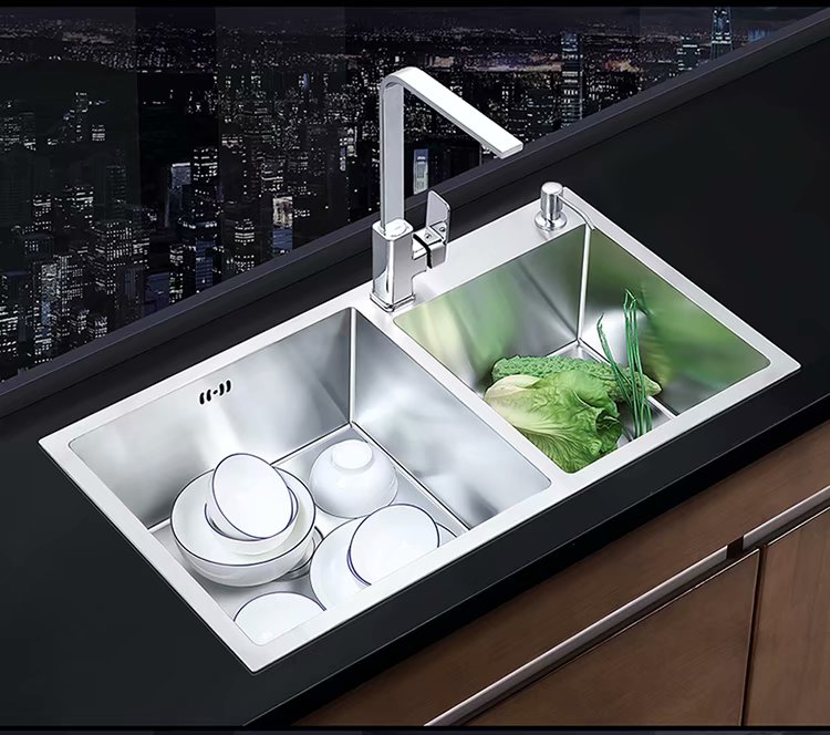 定做方太水槽厨房手工不锈钢双槽水槽套餐洗菜盆洗碗洗
