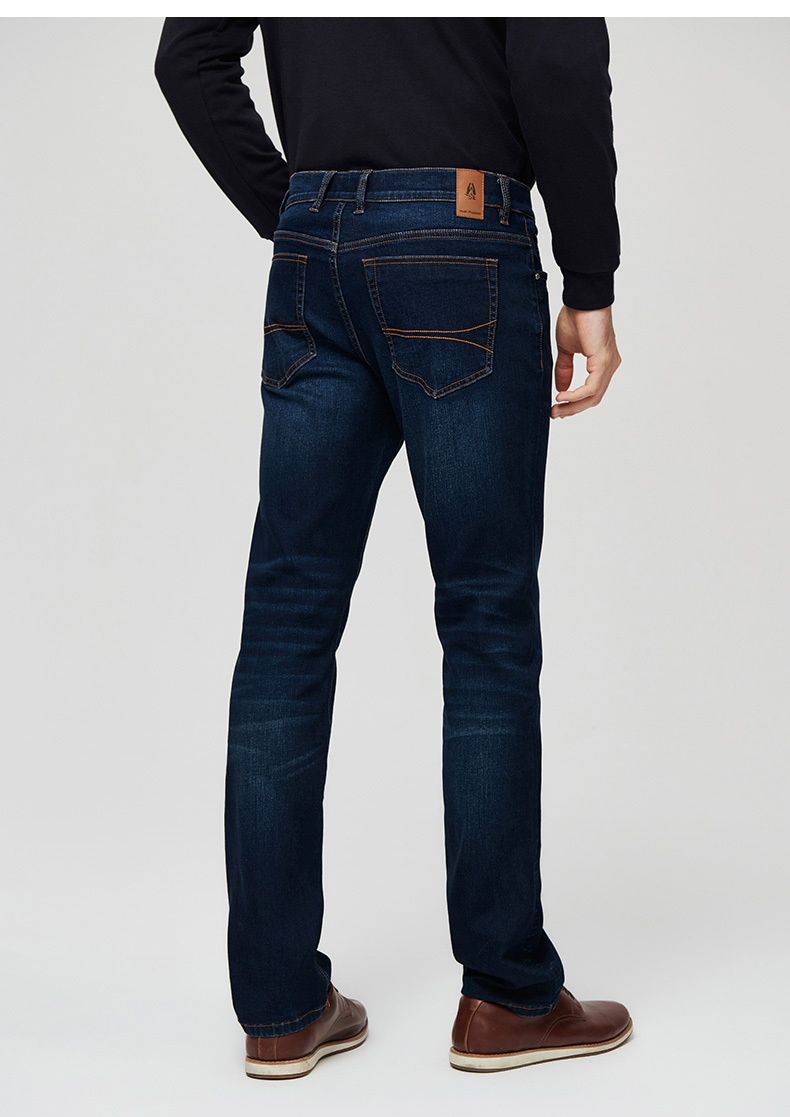 暇步士男装裤子2021新款秋季百搭深蓝色男士直筒牛仔裤|po-21502d