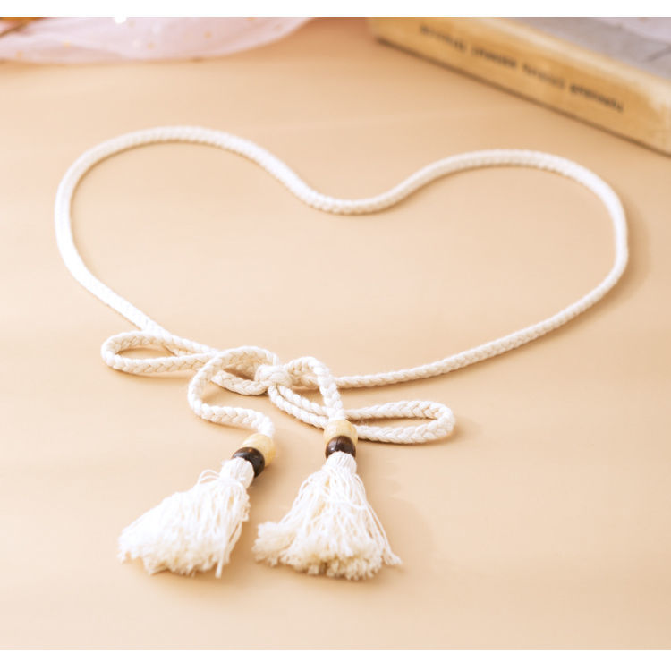 腰带女复古长款编织流苏打结腰绳时尚百搭装饰连衣裙简约配饰