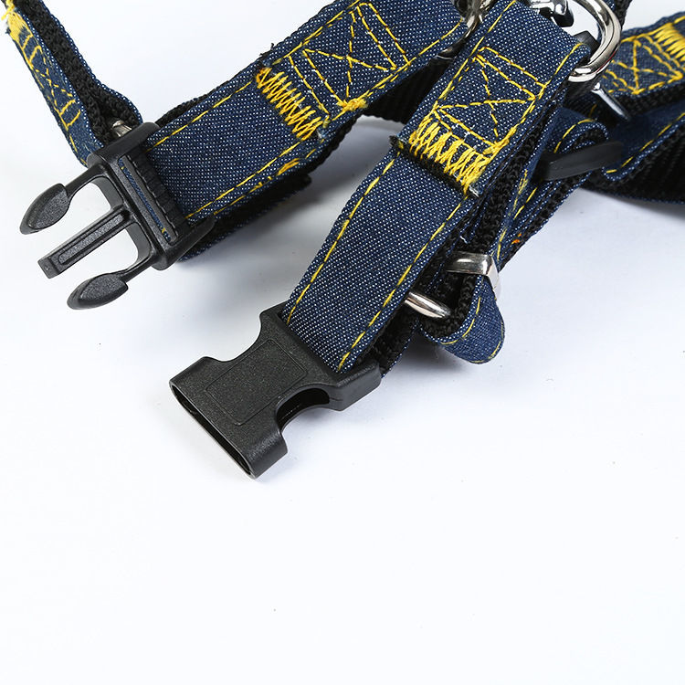 牛仔粉色两件套s建议27斤狗狗遛狗牵引绳牛仔胸背套装带泰迪狗链子