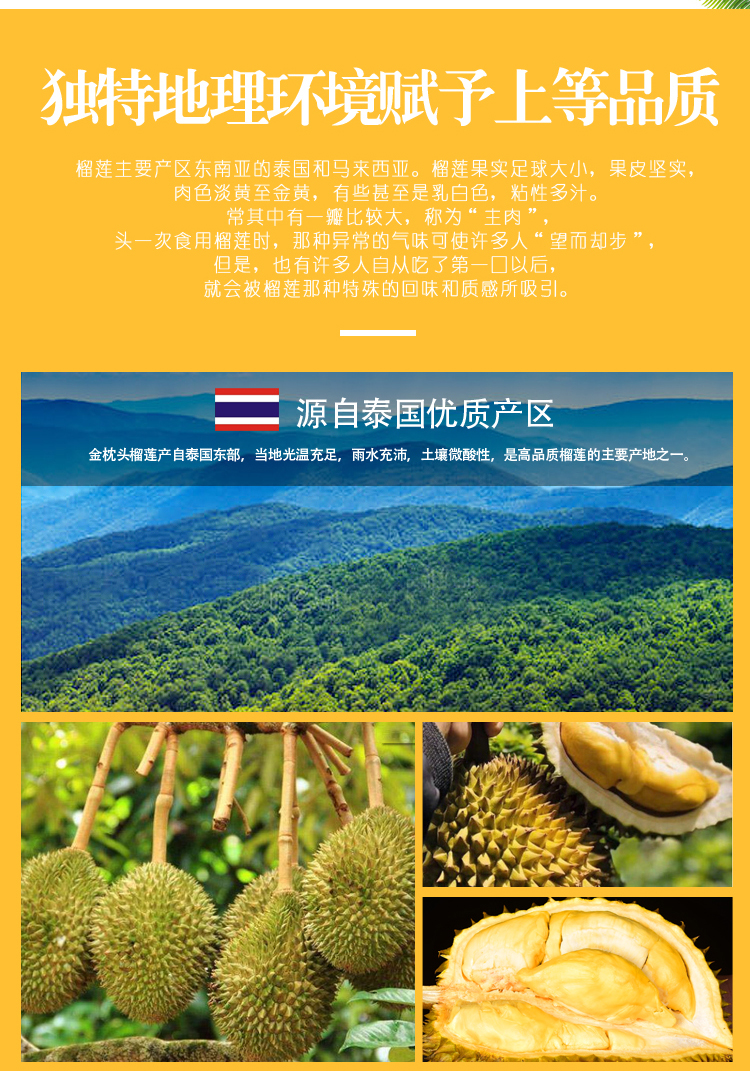 泰国金枕榴莲新鲜3斤带壳5斤核小肉多金枕头榴莲新鲜水果 金枕榴莲6-7