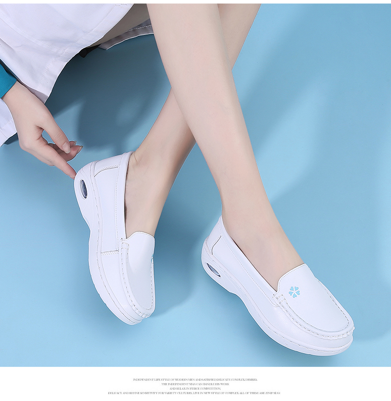 苏芈气垫护士鞋秋季女2021新款舒适白色坡跟平底透气软底