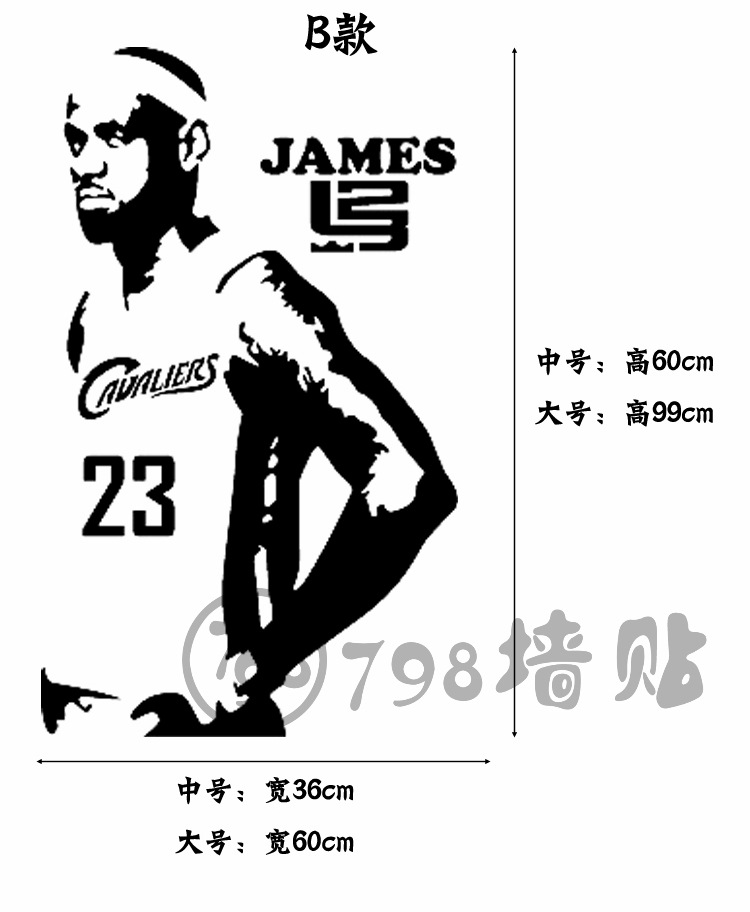 家装节nba篮球明星人物詹姆斯墙贴纸学生寝室墙壁海报装饰贴画壁画