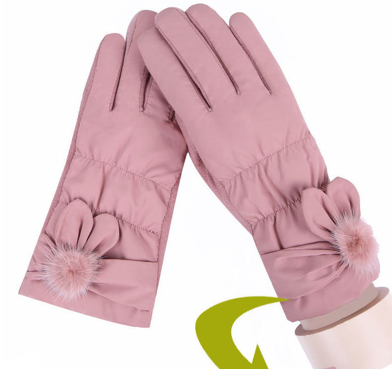 冬季女士保暖手套加绒加厚韩版触屏防寒骑车开车防滑羽绒棉手套女预售