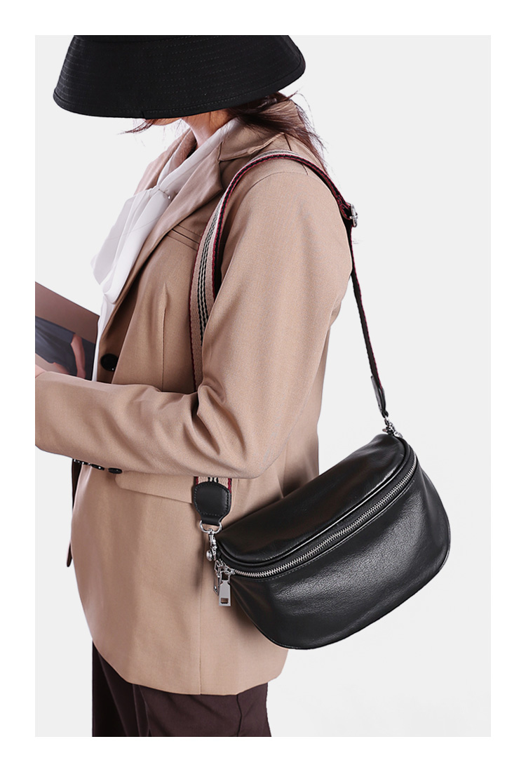 曼尼琼诗轻奢真皮包包2020新款潮宽带马鞍包欧洲站胸包牛皮女包软皮单