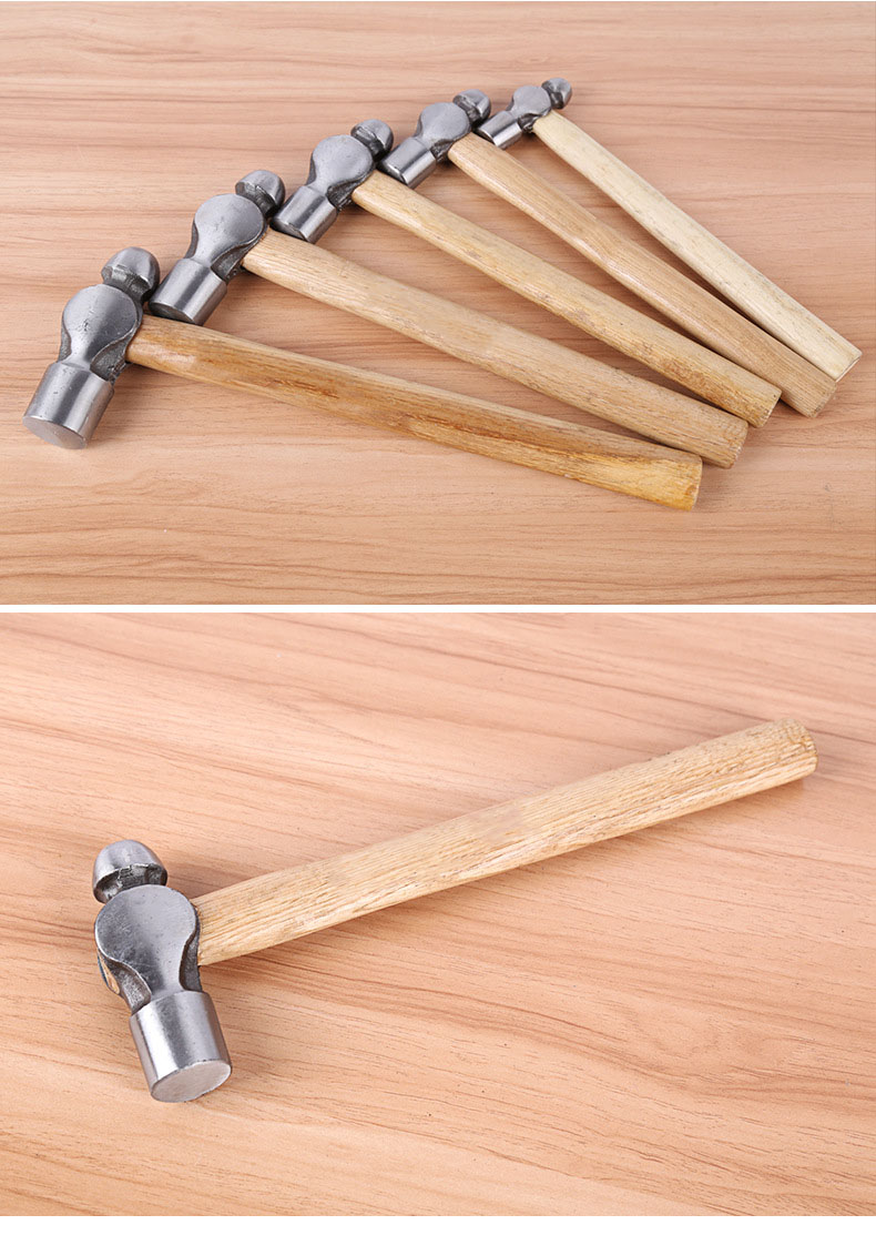 jing ping锤子圆头锤木柄小榔头手锤五金铁锤家用锤子木工安装锤锤