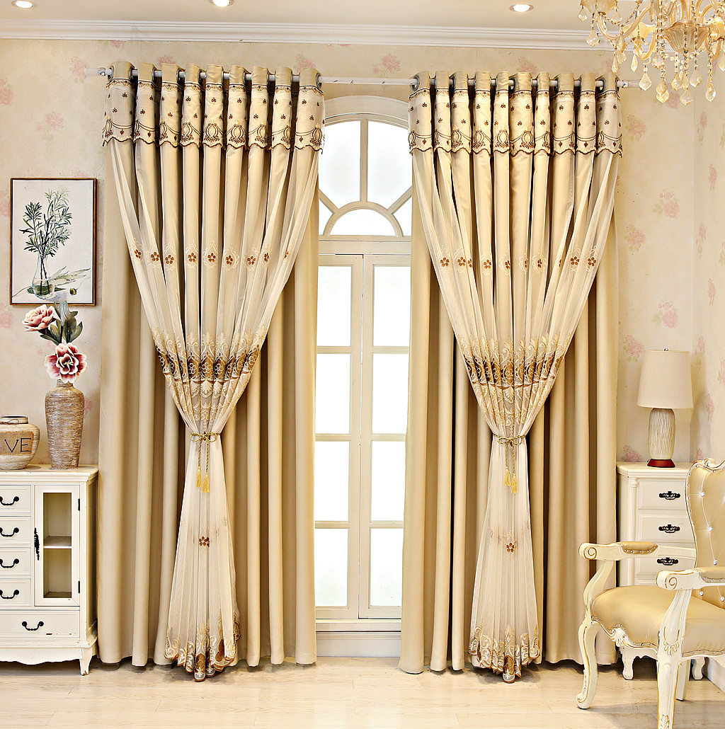 超级新品 顾致 双层欧式窗帘高档纱帘成品卧客厅窗全遮光镂空窗帘