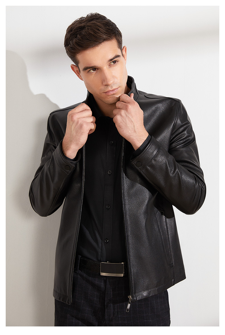 雪豹2019秋季新款真皮山羊皮皮衣男士休闲商务夹克外套