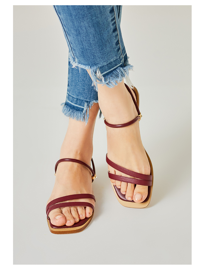 热风女鞋两穿凉鞋女士平跟条带休闲凉鞋h53w0216