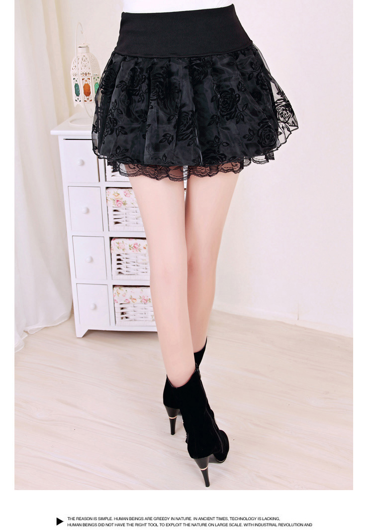 2020春夏季蕾丝超短裙女bm短裙半身裙蓬蓬裙学生高腰打底裙a字裙黑色