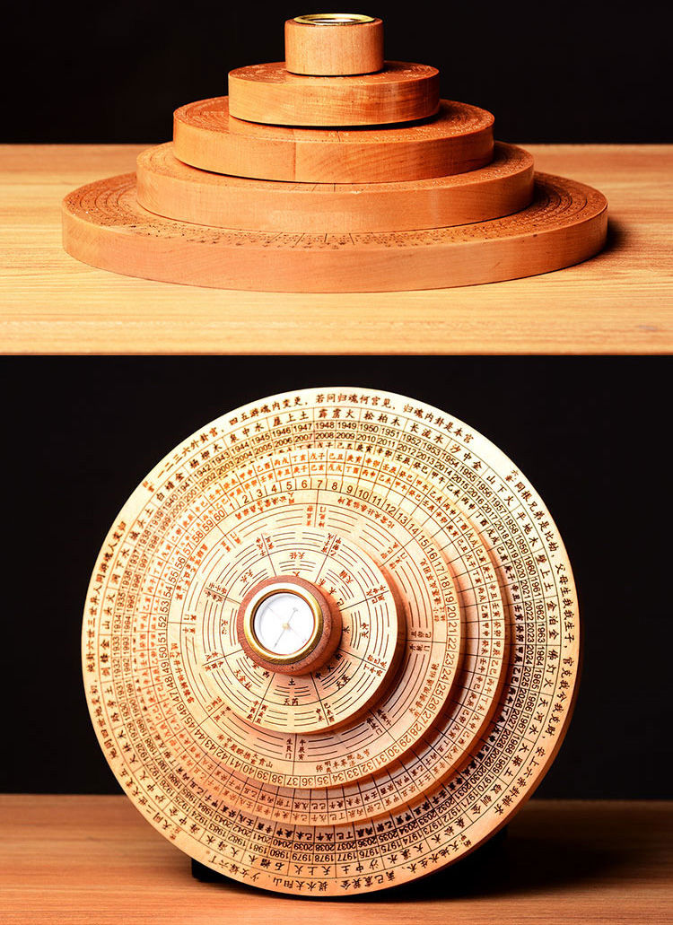 宏图好运桃木实用玄冥罗盘阴阳奇门遁甲罗经活转盘堪舆用品工艺礼品