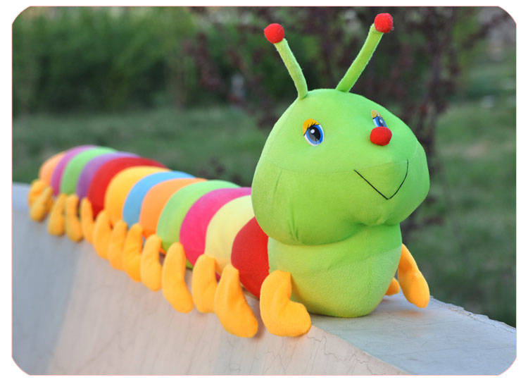 七彩毛毛虫毛绒玩具抱枕创意毛绒公仔靠垫玩偶19米送50厘米