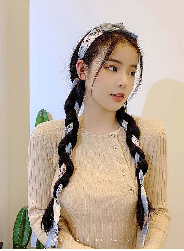 发箍女绑发丝带编辫子扎马尾长飘带头绳丝巾超仙加长发带蝴蝶结粉色