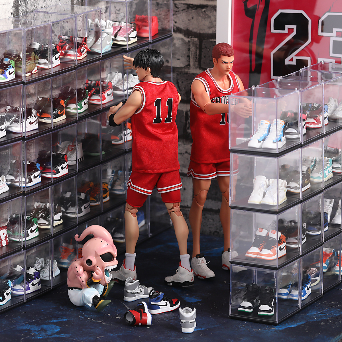 手工迷你小aj模型鞋墙全套生日礼物手办钥匙挂件汽车载蛋糕摆件酒红色