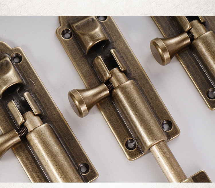 仿古老式纯黄铜插销锁门扣门栓锁窗户木门地插免打孔加长明装加厚