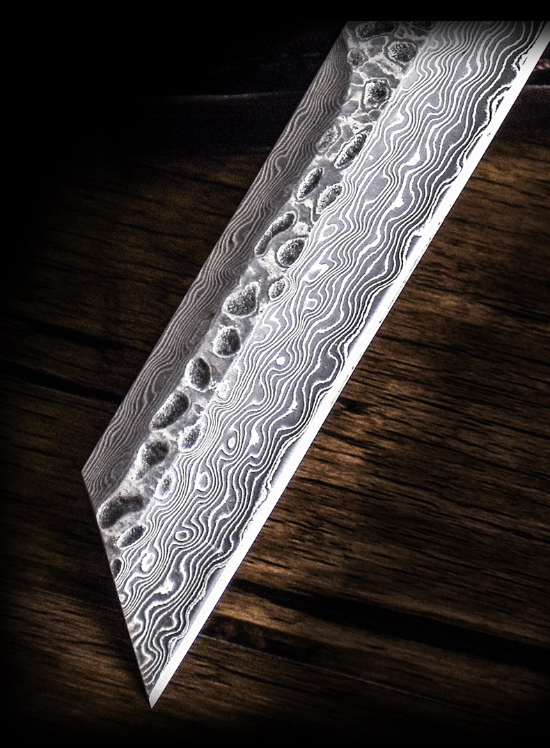 大马士革花纹钢刀求生氚气刀户外小刀锋利随身刀具防身军工刀