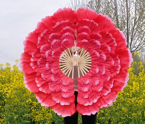 开场舞牡丹花扇大花瓣舞蹈扇广场舞团体操活动道具舞台演出扇子 玫红