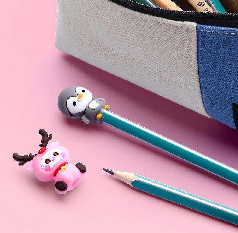 硅胶铅笔笔套软胶套子男女生卡通小学生可爱笔帽个性水果笔盖帽10个