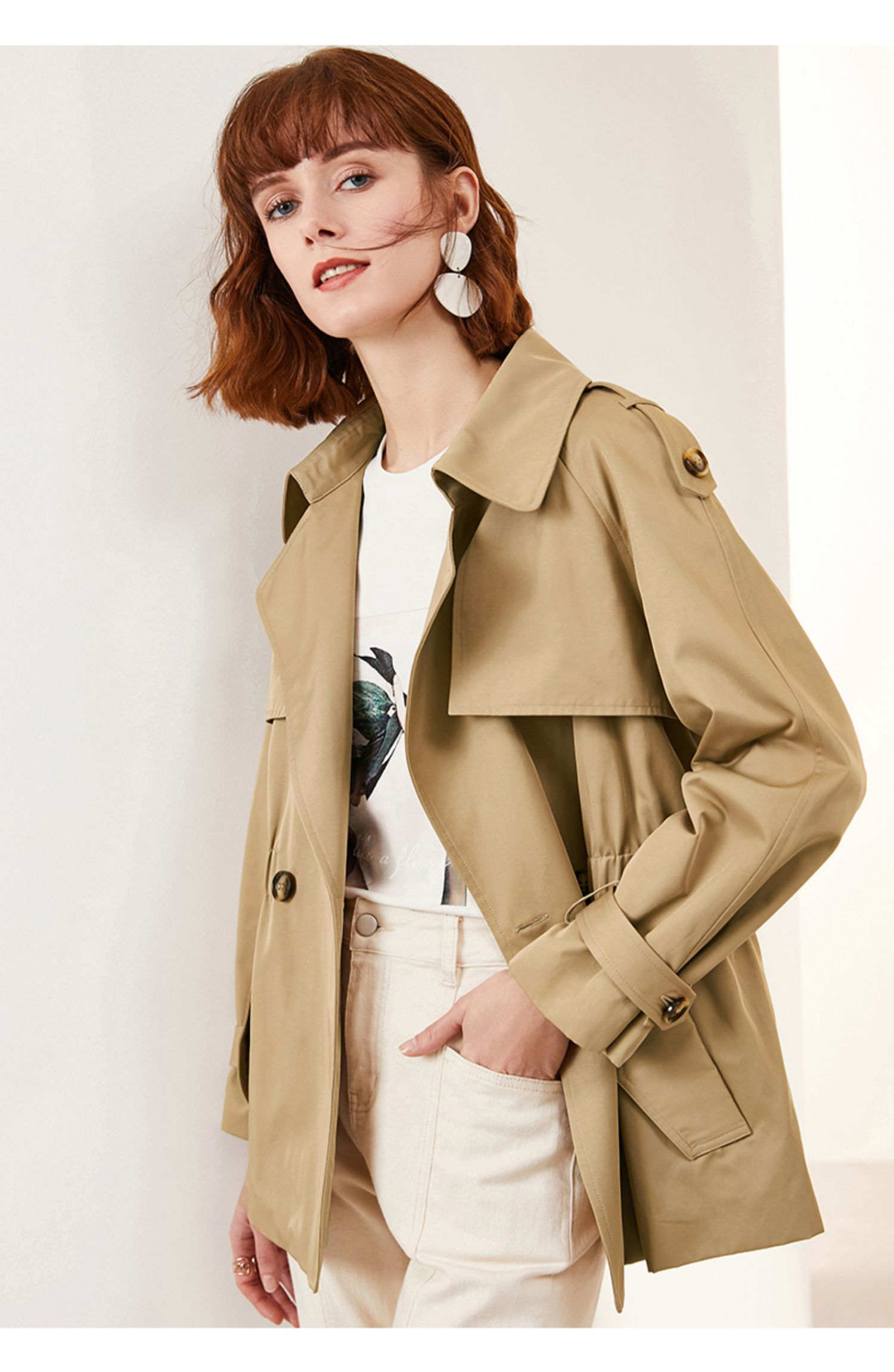 osa高端大气风衣女短款秋冬季2020年新款收腰气质流行小个子外套