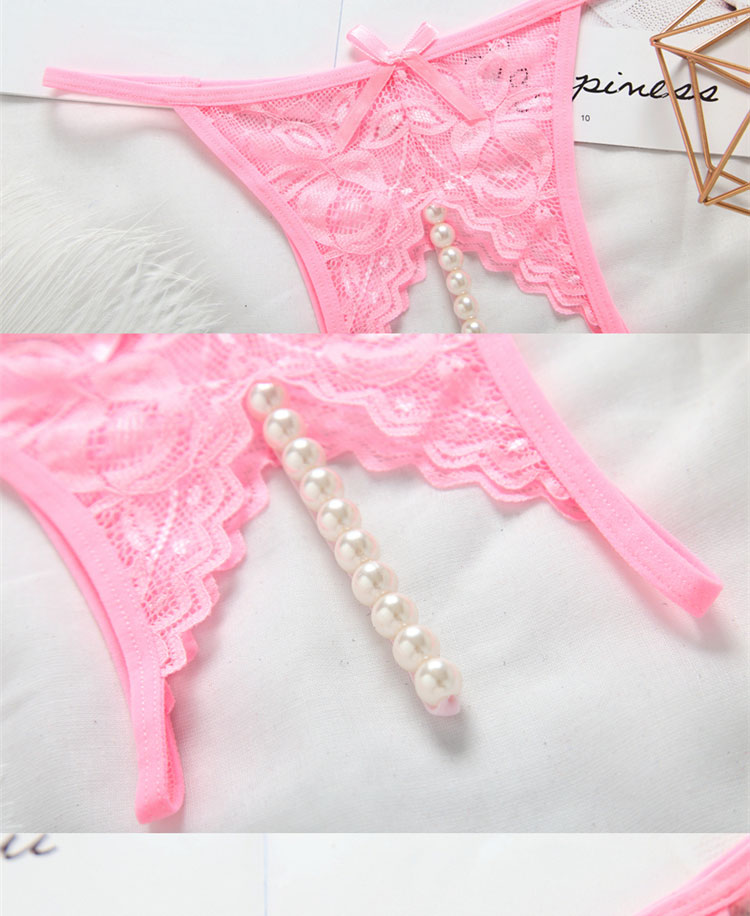 长夜漫漫情趣内衣 丁字裤女全透明三点式性感漏大珍珠内裤女士性憾