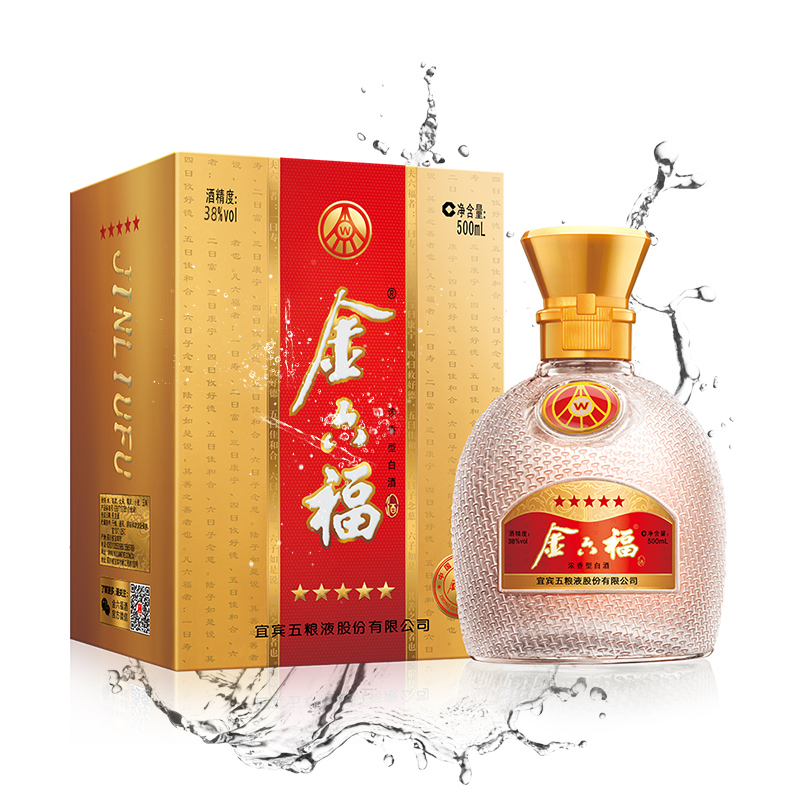 金六福五星38度500ml6瓶浓香型白酒整箱