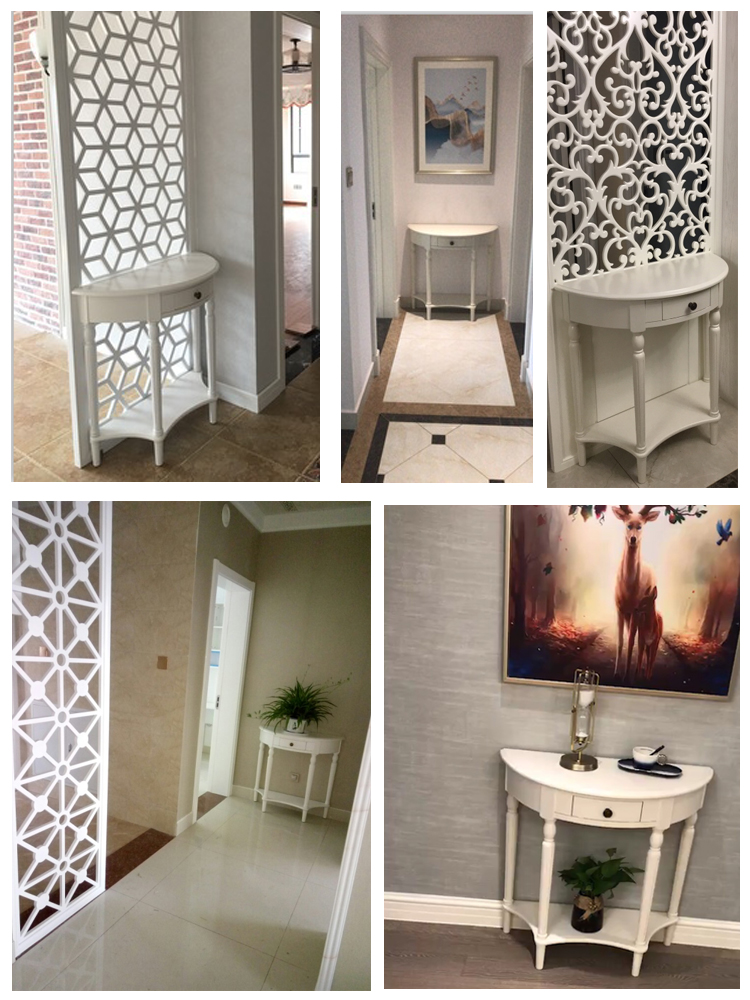 美式半圆玄关桌轻奢现代简约隔断玄关柜实木过道靠墙装饰桌玄关台