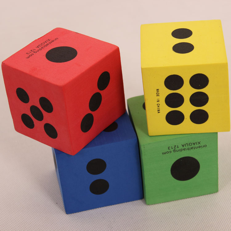 户外水具6cm泡沫骰子 筛子玩具儿童活动游戏色子教具海绵eva颜色随机