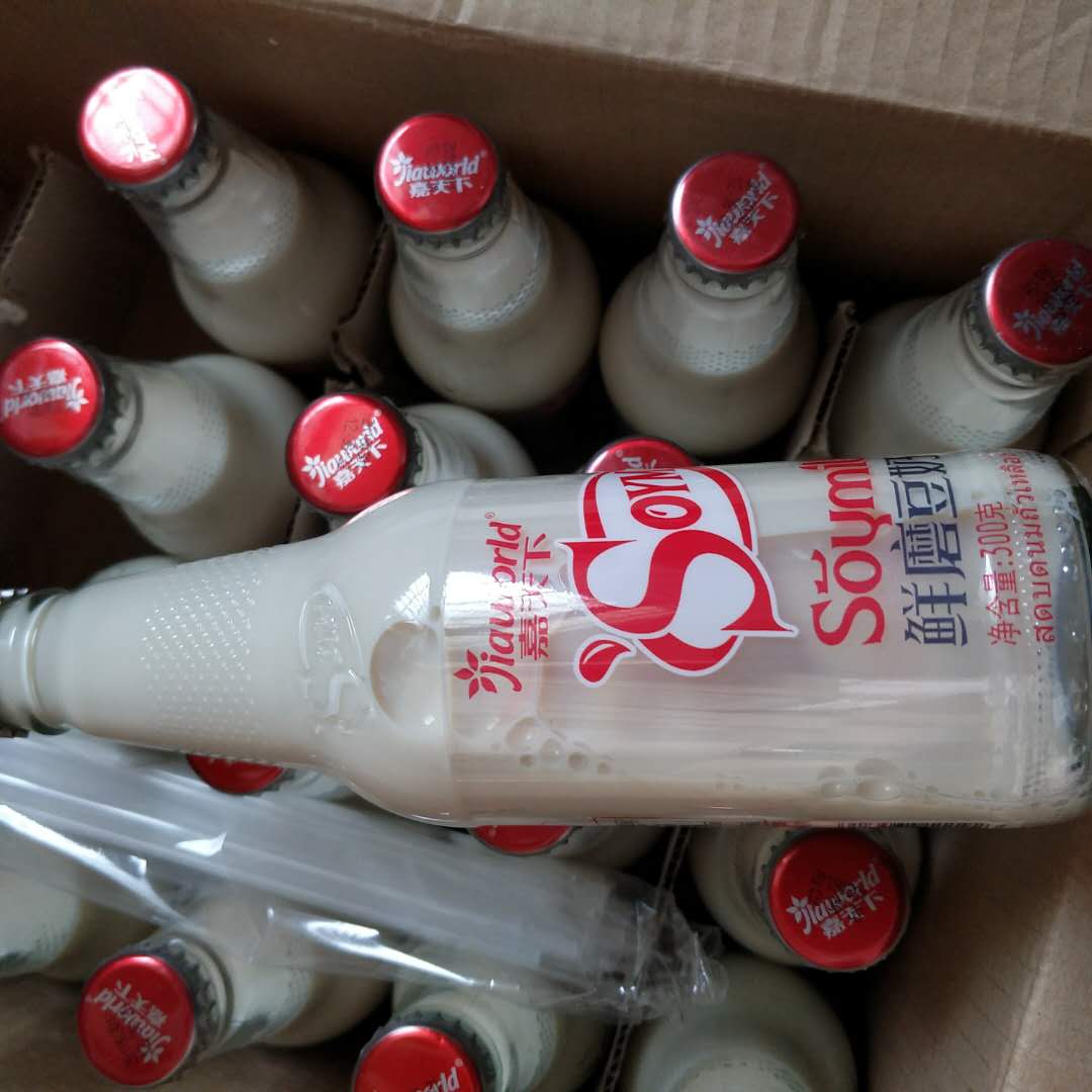 嘉天下鲜磨豆奶饮料原味豆奶饮品300ml24瓶玻璃瓶装整箱756瓶