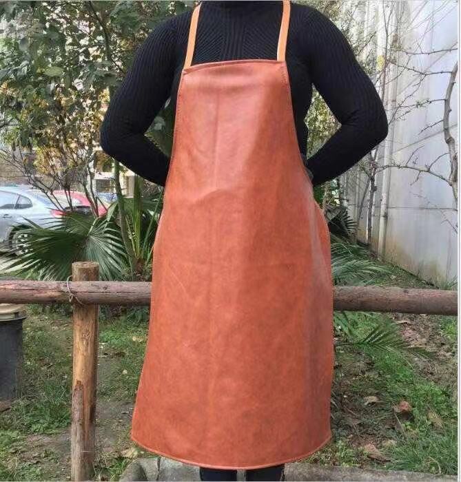 皮围裙防水防油成人挂脖pu皮革围裙男女款反穿衣罩衣无袖皮质围裙